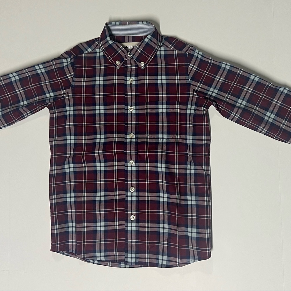 Lands' End Boys Size 5 button down  Plaid Shirt